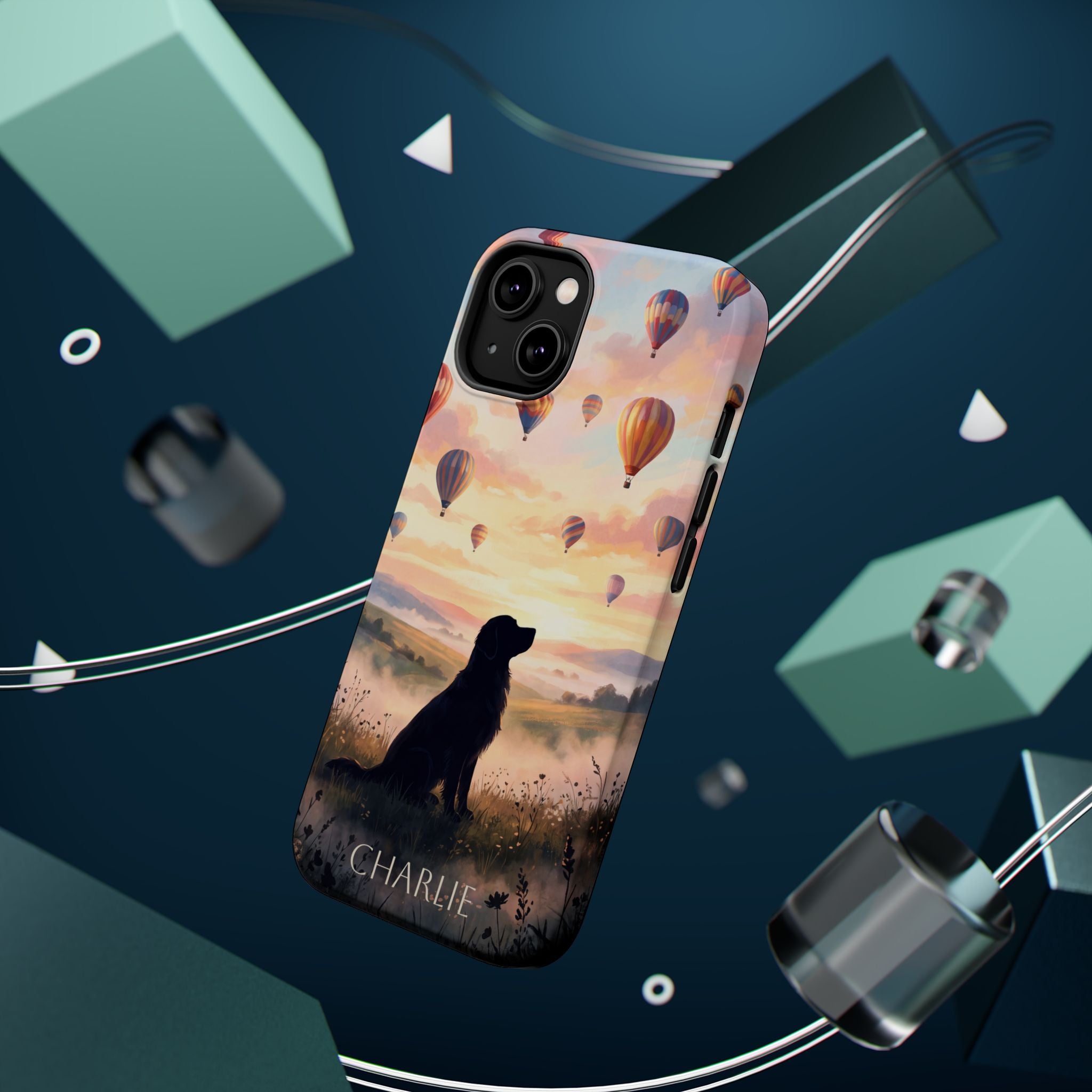 Personalized Golden Retriever Hot Air Balloon Phone Case — Wireless Charging Cover