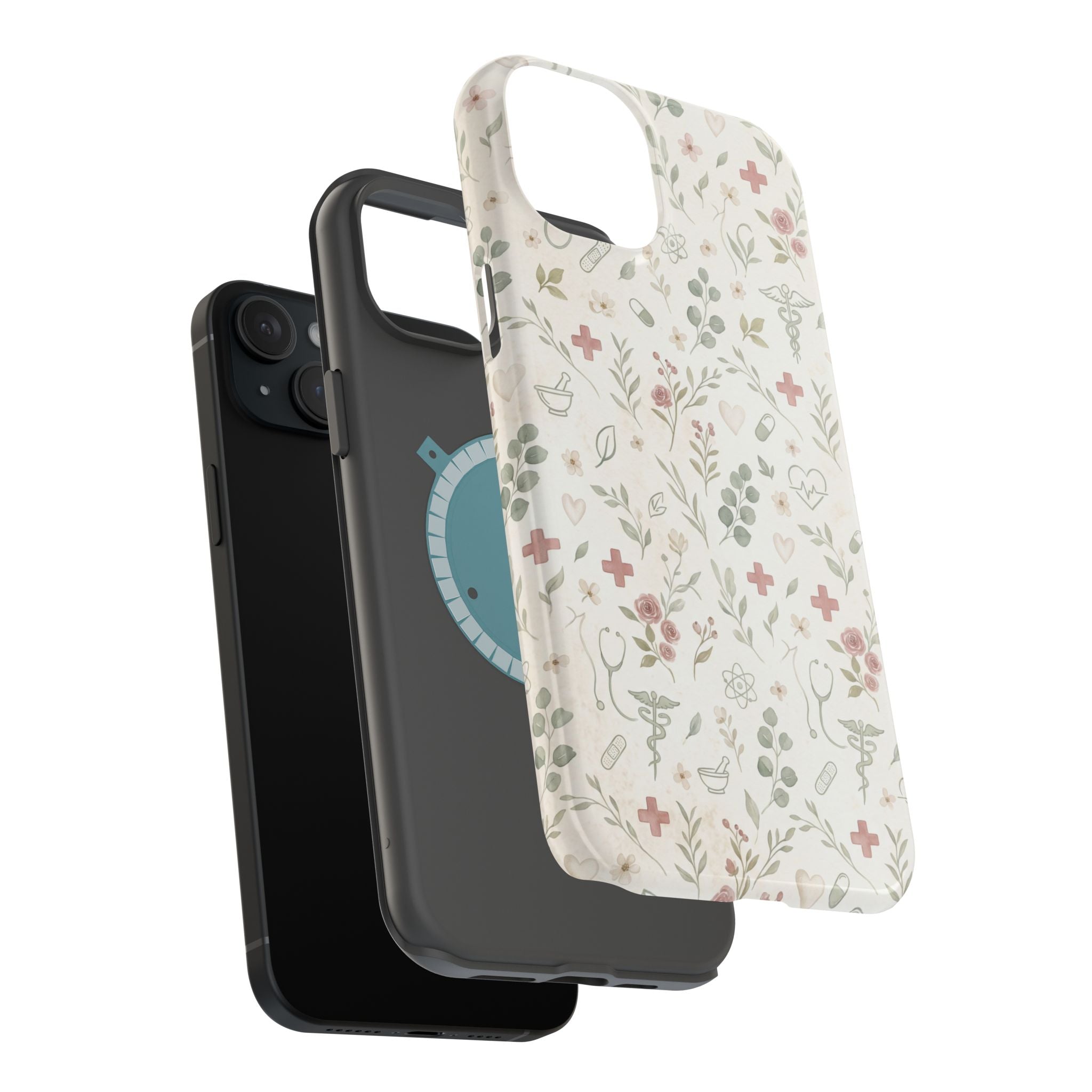 Floral Nurse Phone Case — Impact-Resistant Wireless Charging Cover