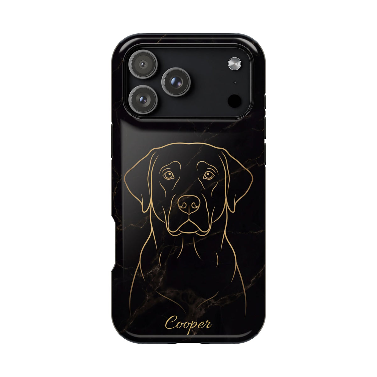 Personalized Gold Line Art Labrador Phone Case — Tough Magnetic Case with Wireless Charging