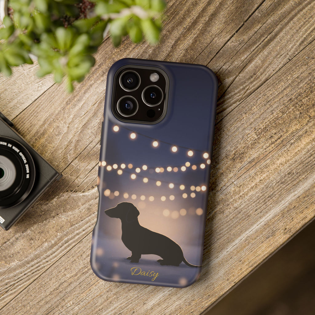 Personalized Dachshund Fairy Lights Phone Case — Wireless Charging Cover