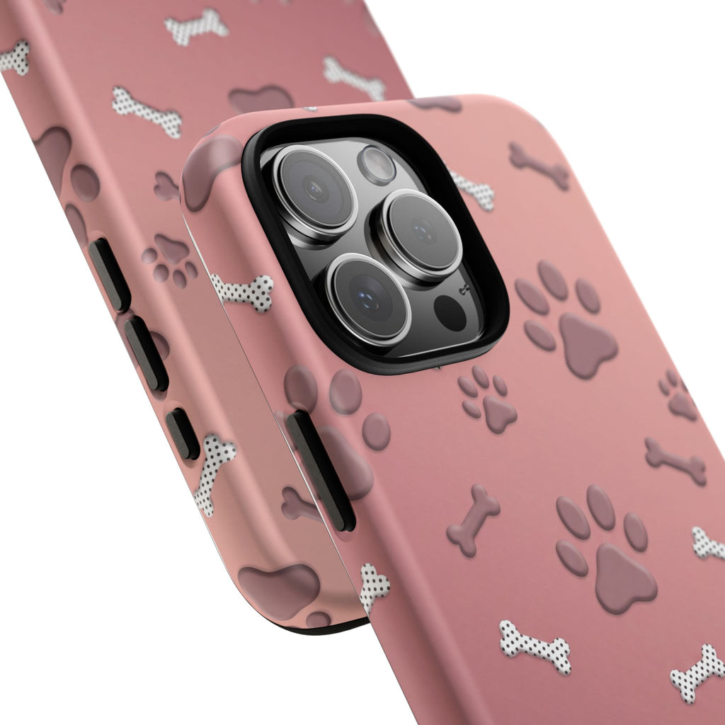 iPhone & Samsung Phone Case | Paw Print & Bone  | Dusty Rose Pattern Case for Frenchie Lovers