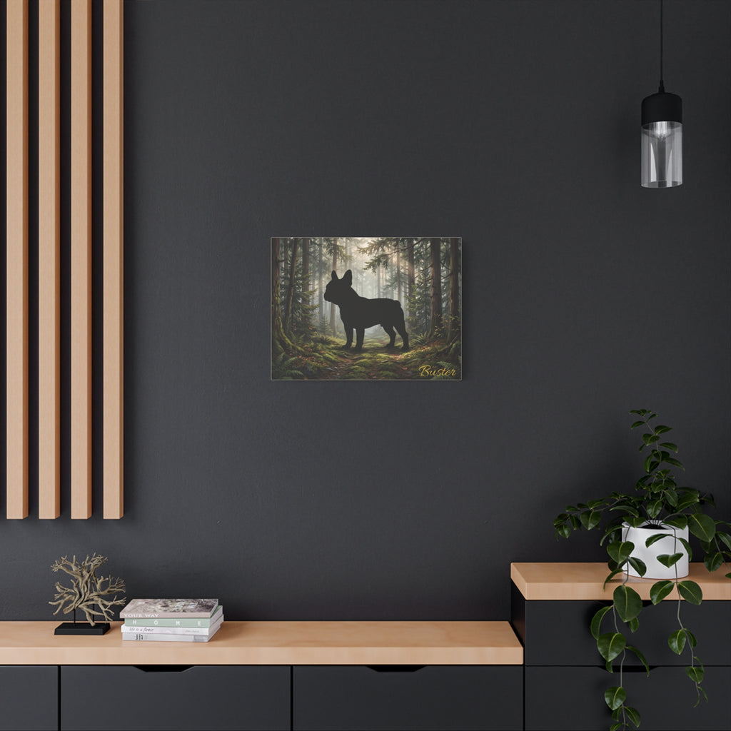 French Bulldog Silhouette Personalized Canvas | Misty Forest Wall Art