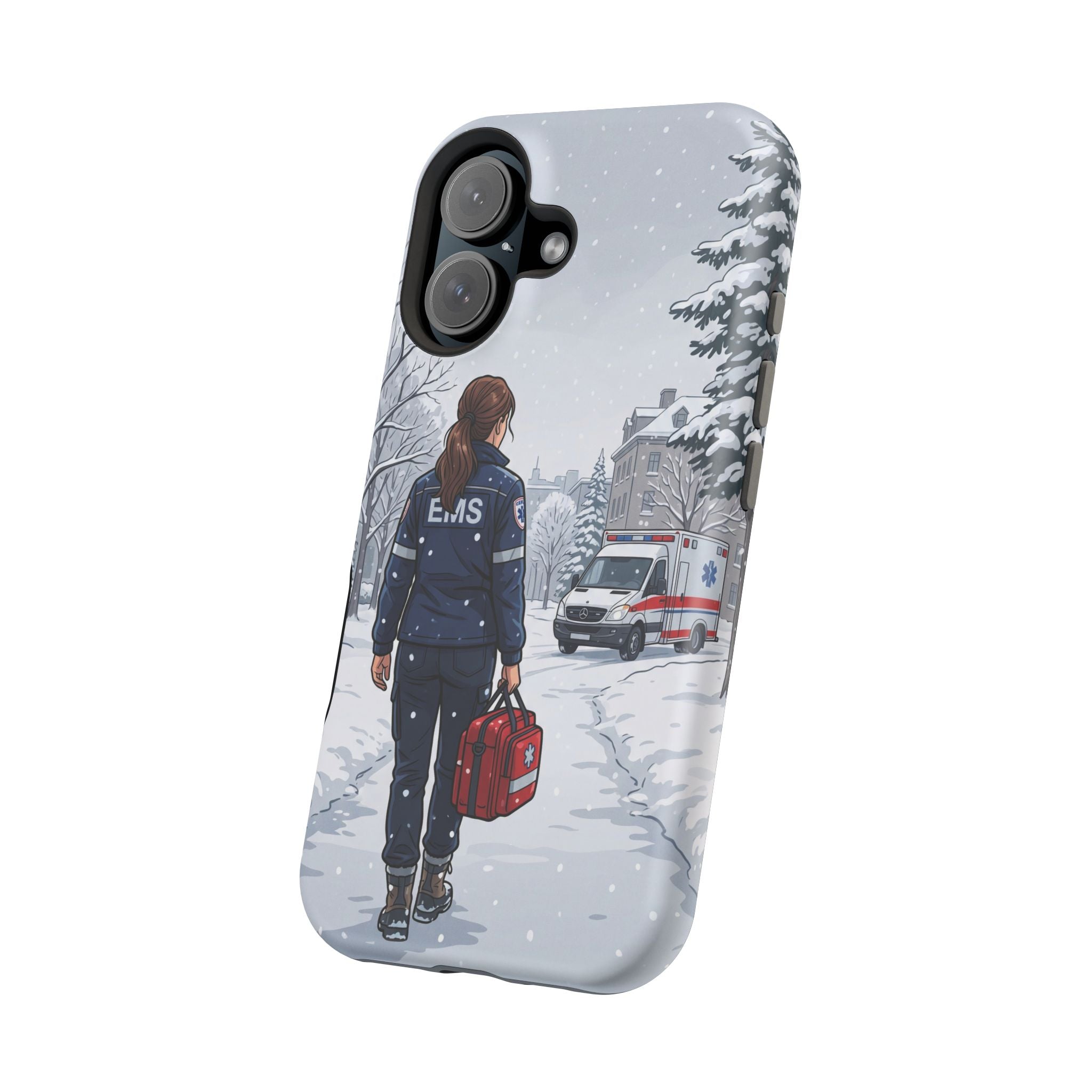 Paramedic/EMT Winter Phone Case — Magnetic Wireless Charging Cover