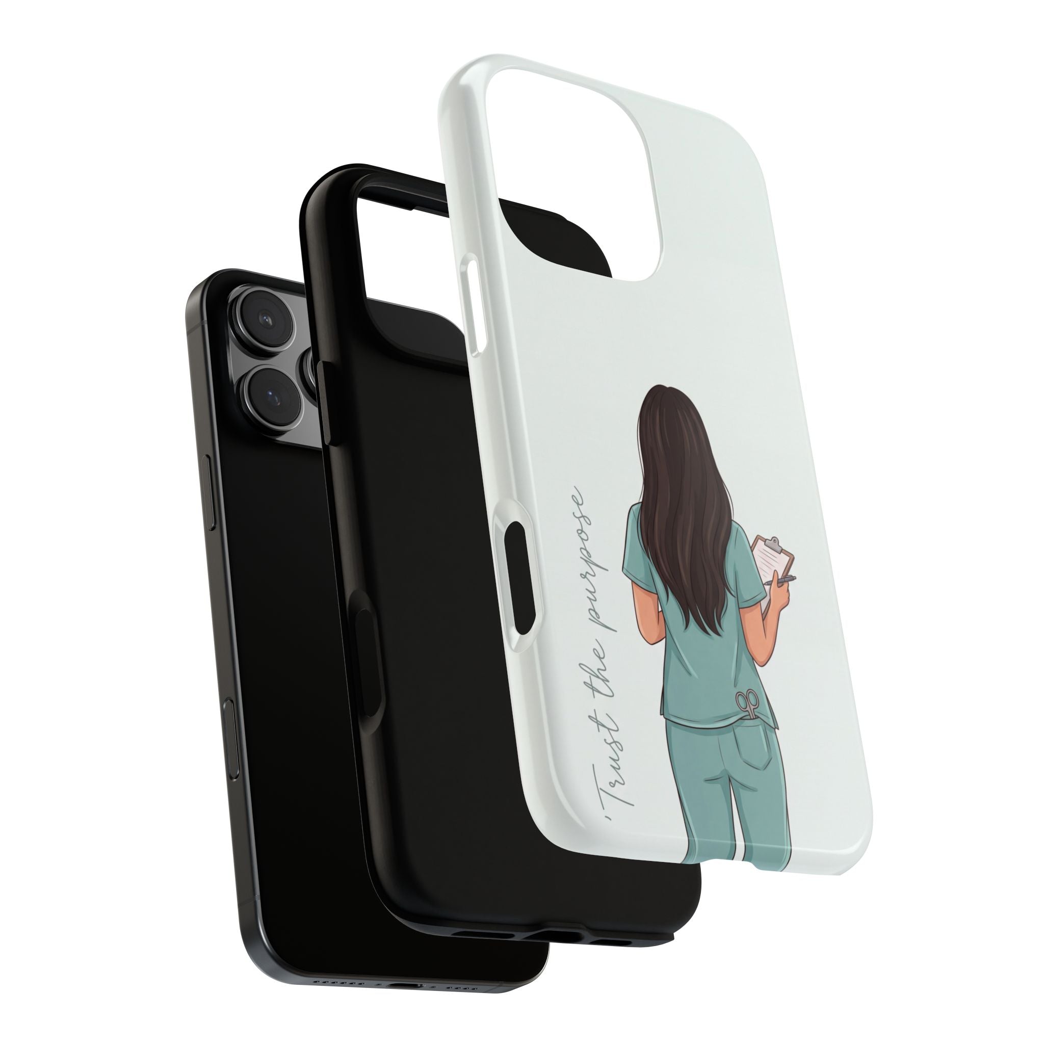 "Trust the Purpose" Nurse Phone Case | Illustrated Nurse in Scrubs Design | iPhone & Samsung