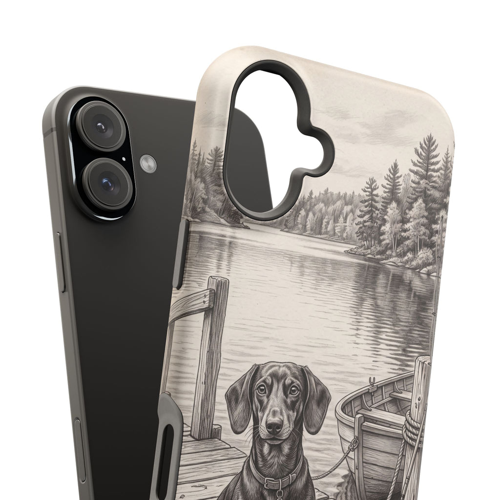 Personalized Dachshund Sunset Beach Phone Case — Wireless Charging Cover