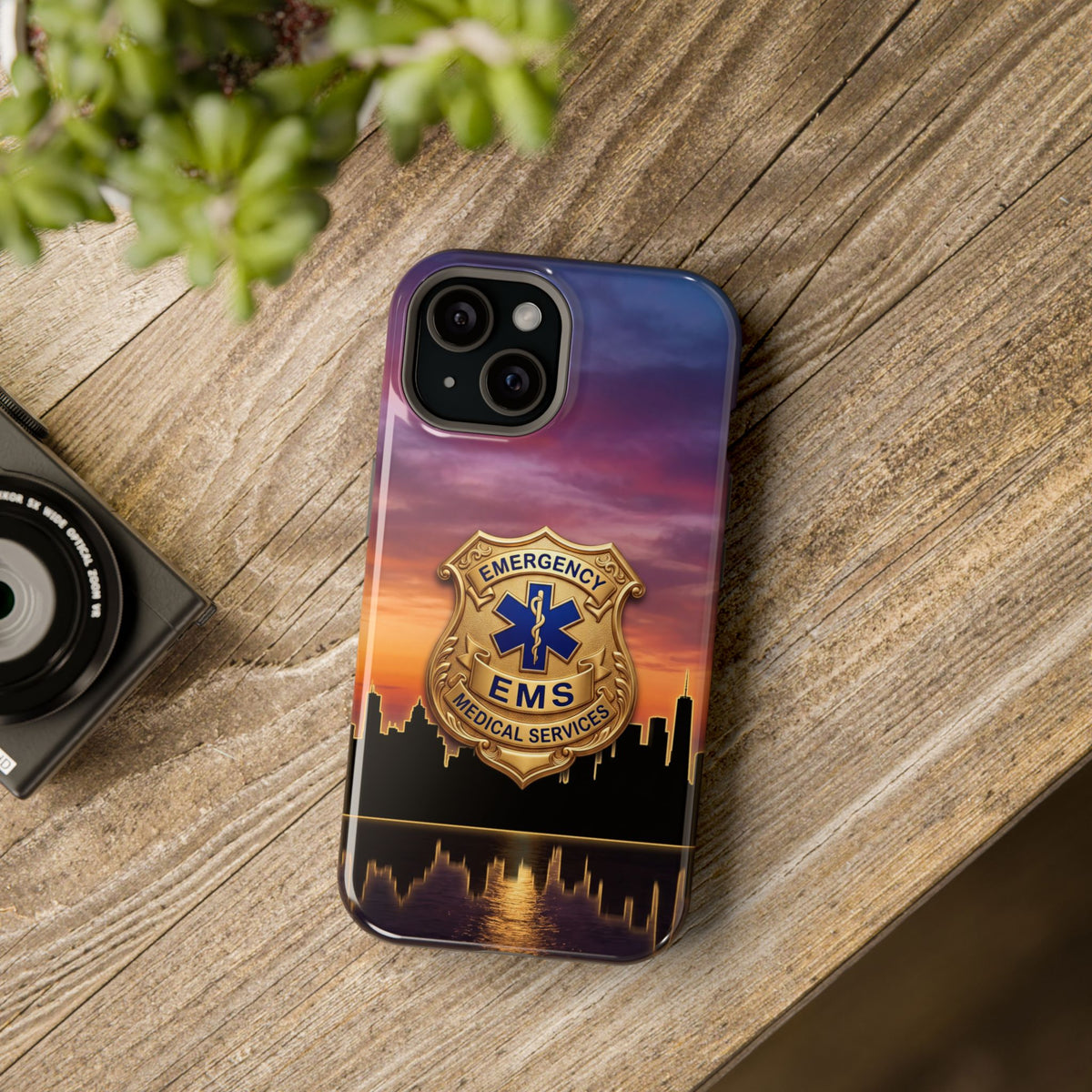EMS Badge Sunset Skyline Phone Case — Magnetic Wireless Charging Cover