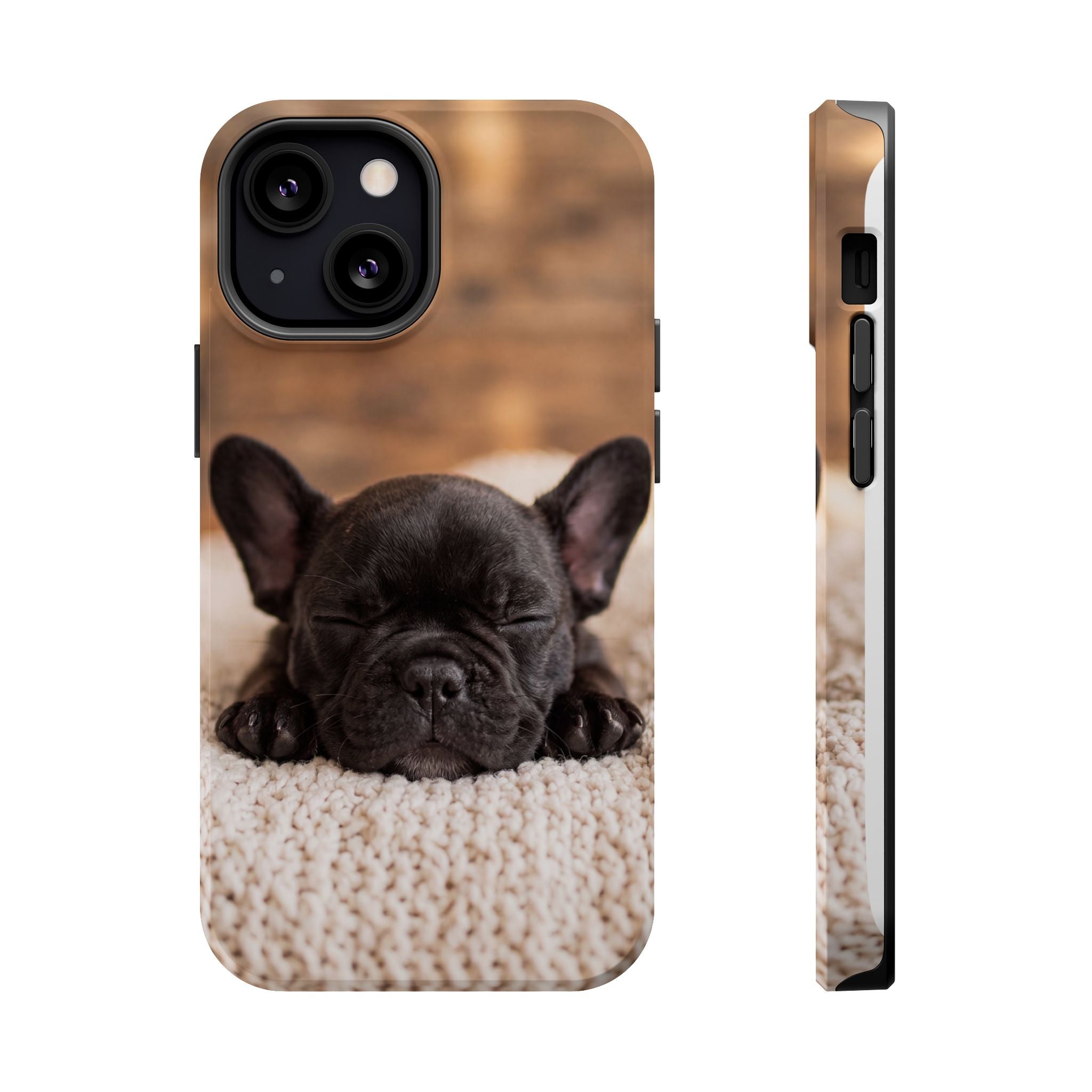 Sleepy French Bulldog Phone Case — Impact-Resistant Wireless Charging Cover