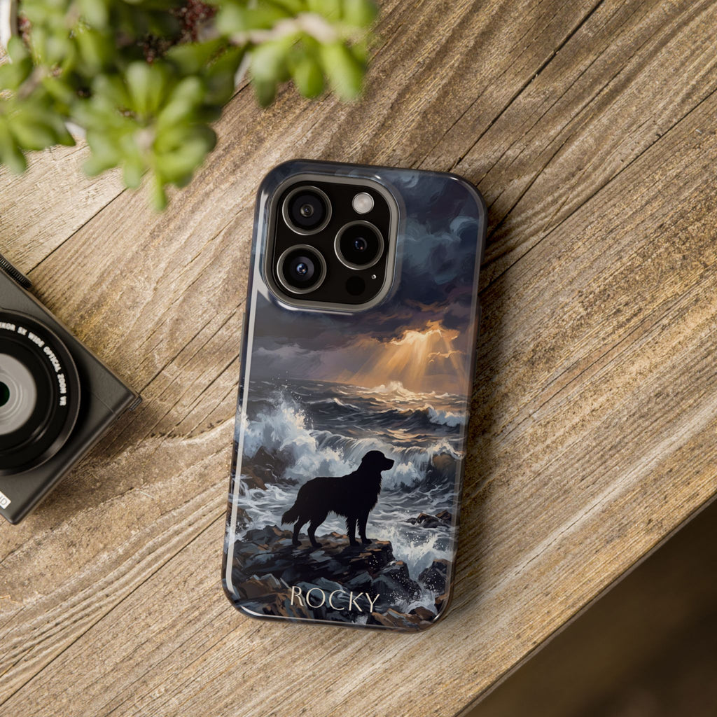 Personalized Golden Retriever Stormy Sea Phone Case — Wireless Charging Cover