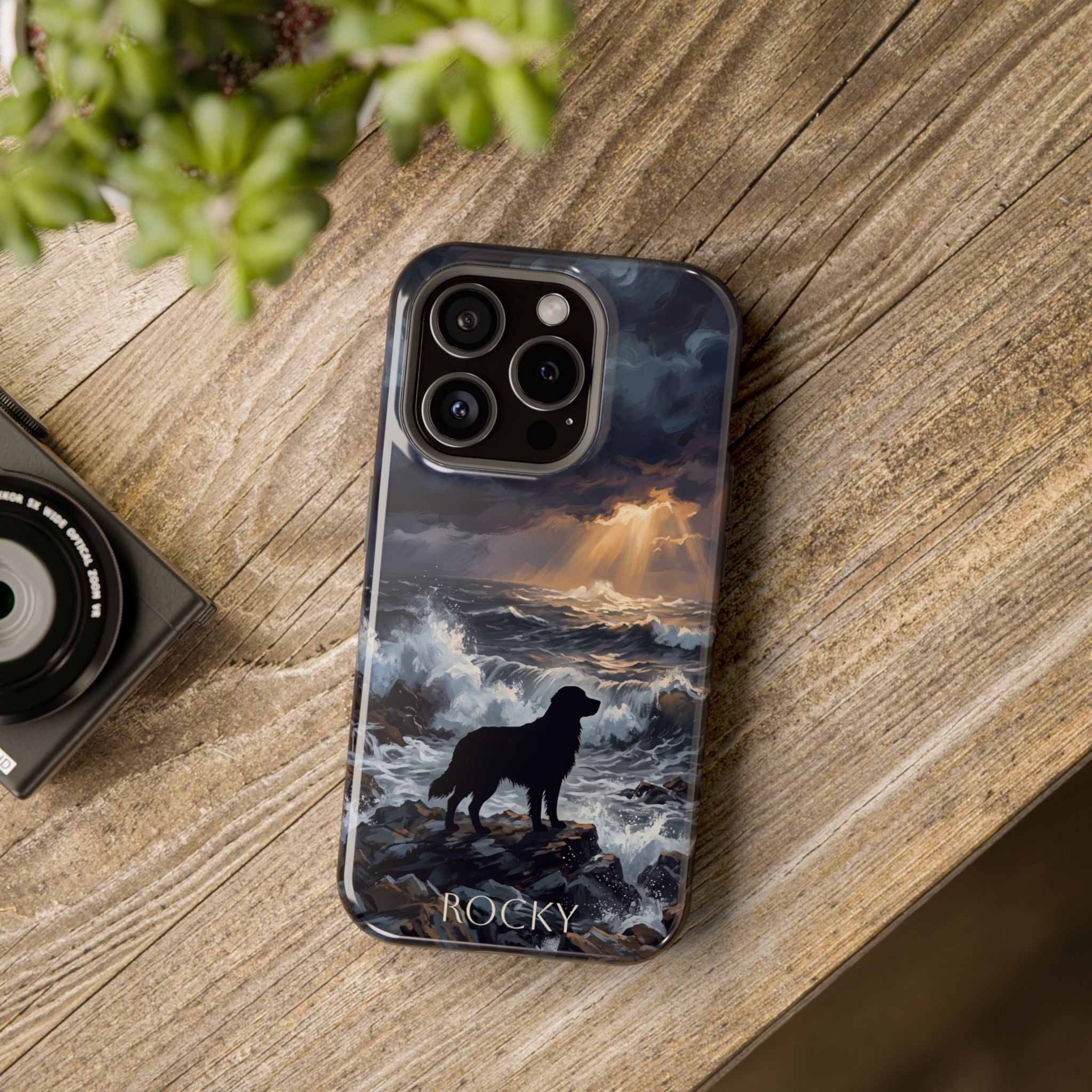 Personalized Golden Retriever Stormy Sea Phone Case — Wireless Charging Cover
