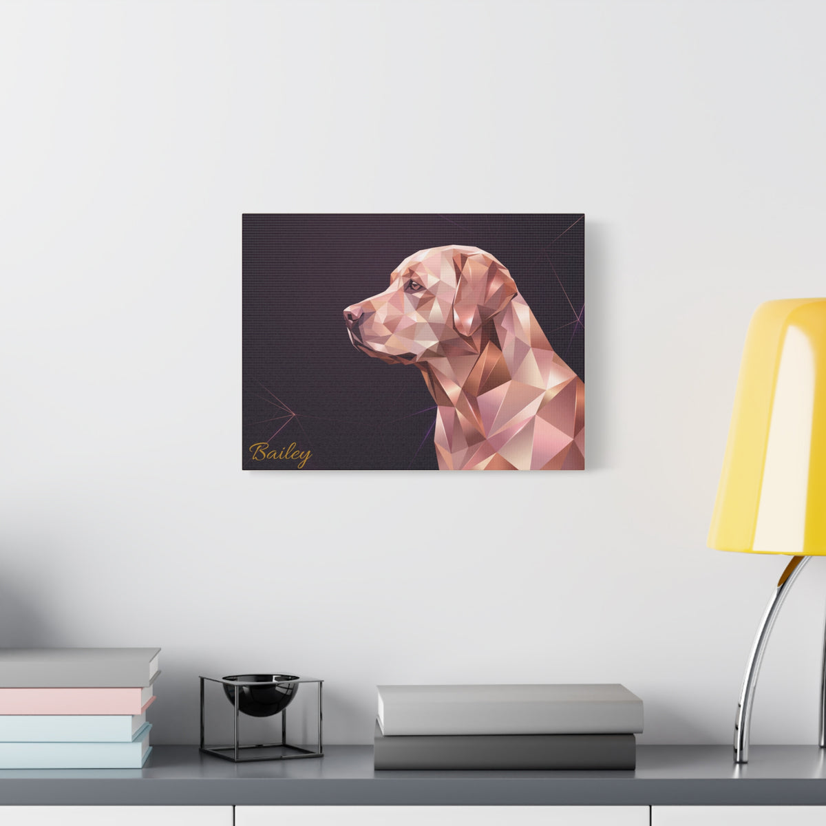 Labrador Personalized Canvas | Rose Gold Geometric Wall Art