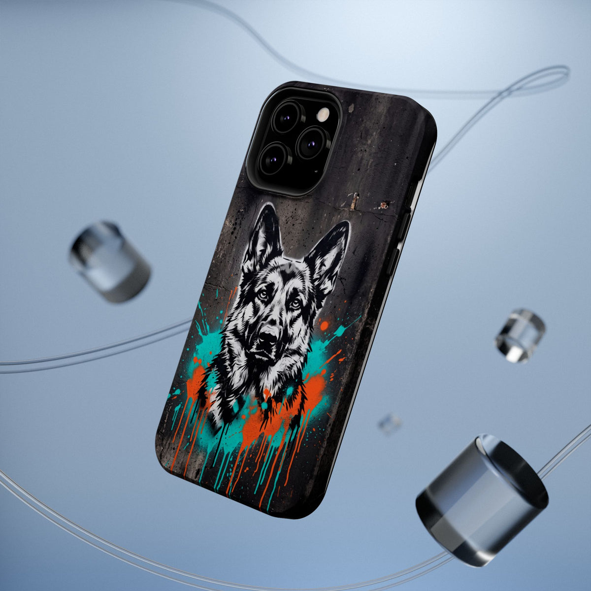 German Shepherd Phone Case | Graffiti Street Art — Tough Magnetic Case with Wireless Charging