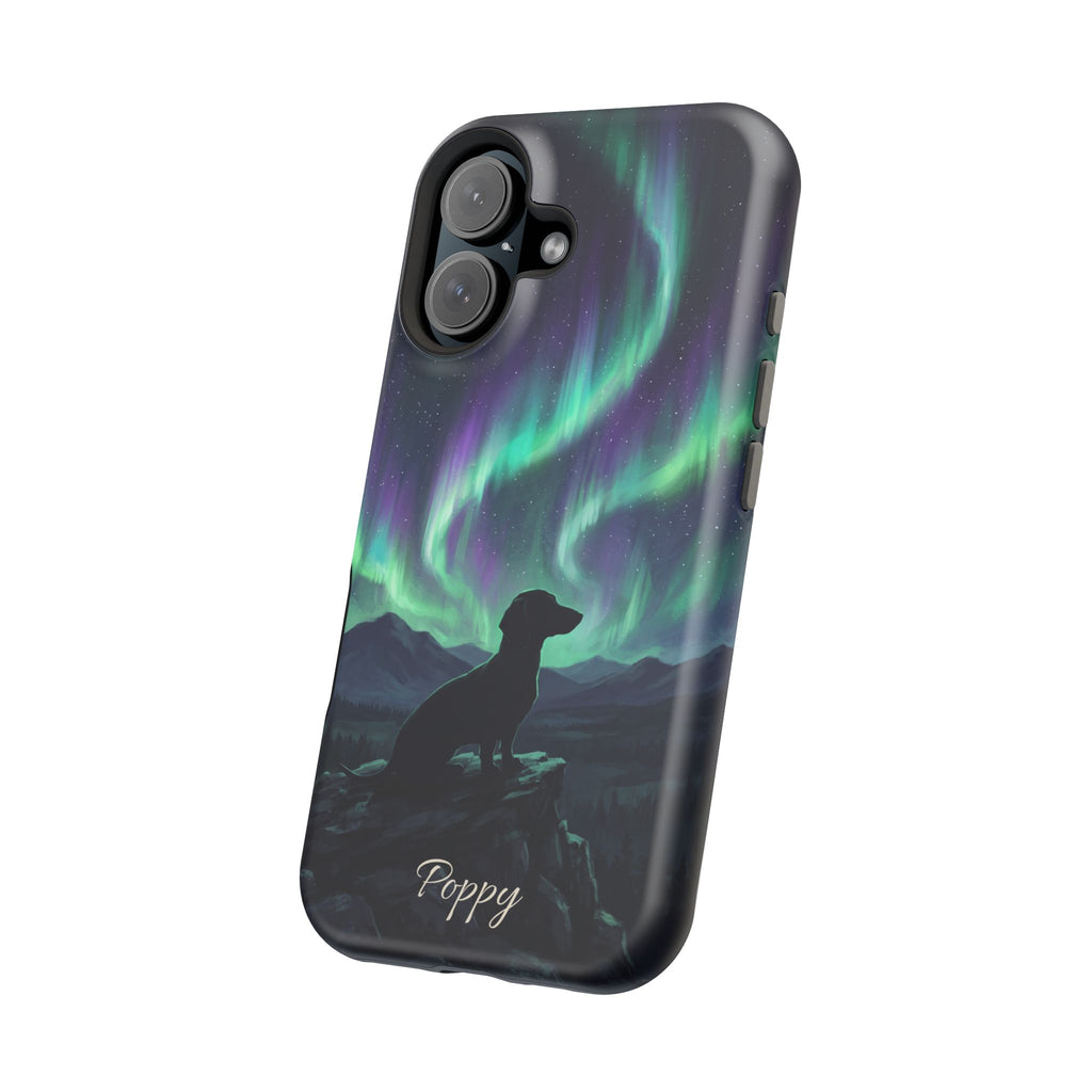 Personalized Dachshund Northern Lights Phone Case — Wireless Charging Cover