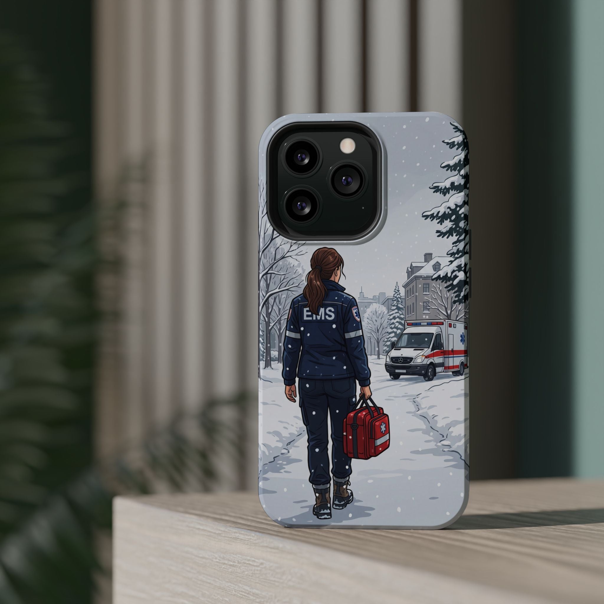 Paramedic/EMT Winter Phone Case — Magnetic Wireless Charging Cover