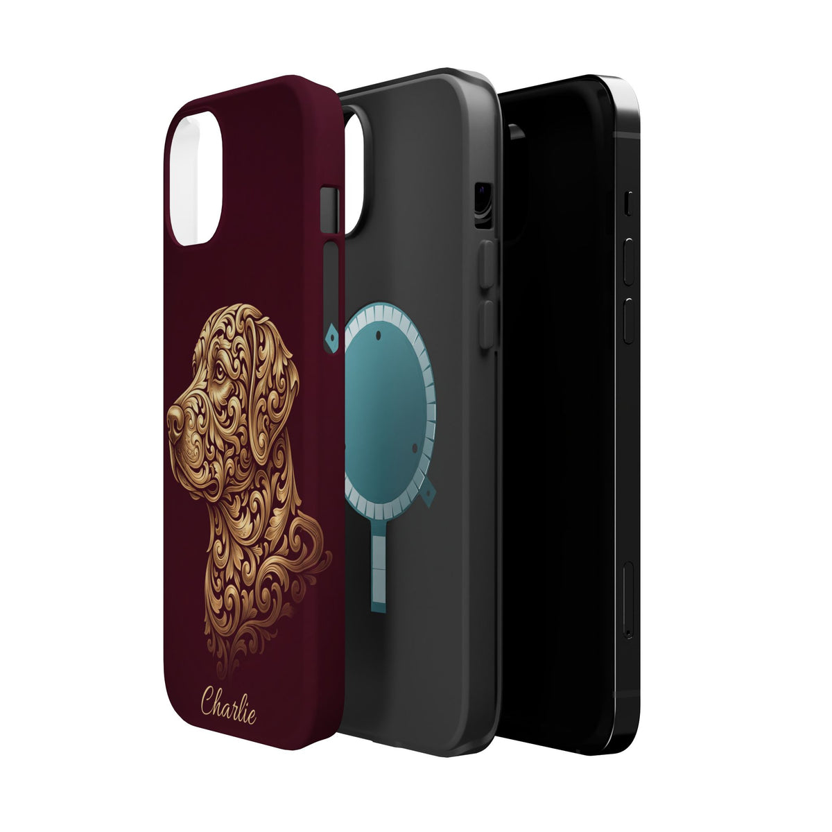 Personalized Gold Filigree Labrador Phone Case — Tough Magnetic Case with Wireless Charging