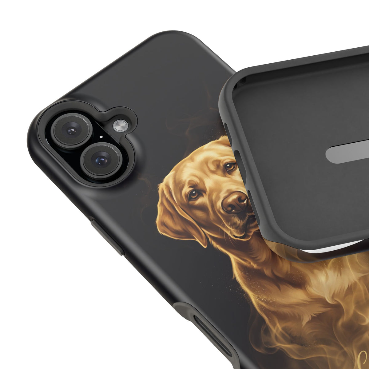 Personalized Gold Smoke Labrador Phone Case — Tough Magnetic Case with Wireless Charging