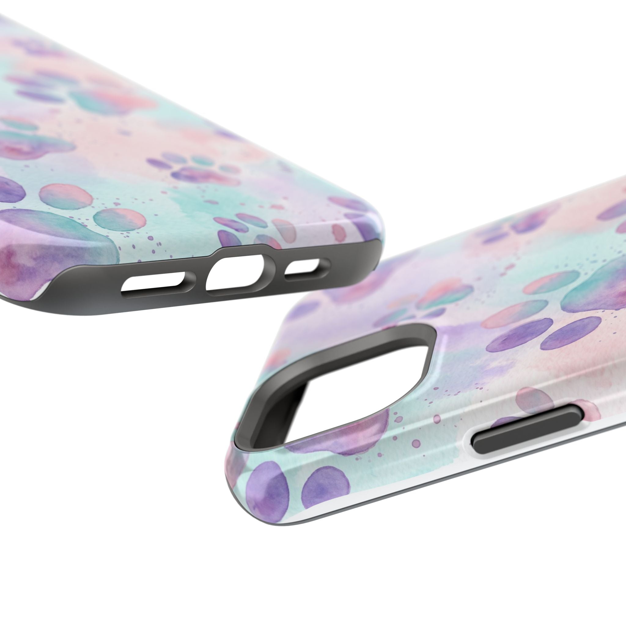 Watercolor Paw Print Phone Case — Impact-Resistant Wireless Charging Cover