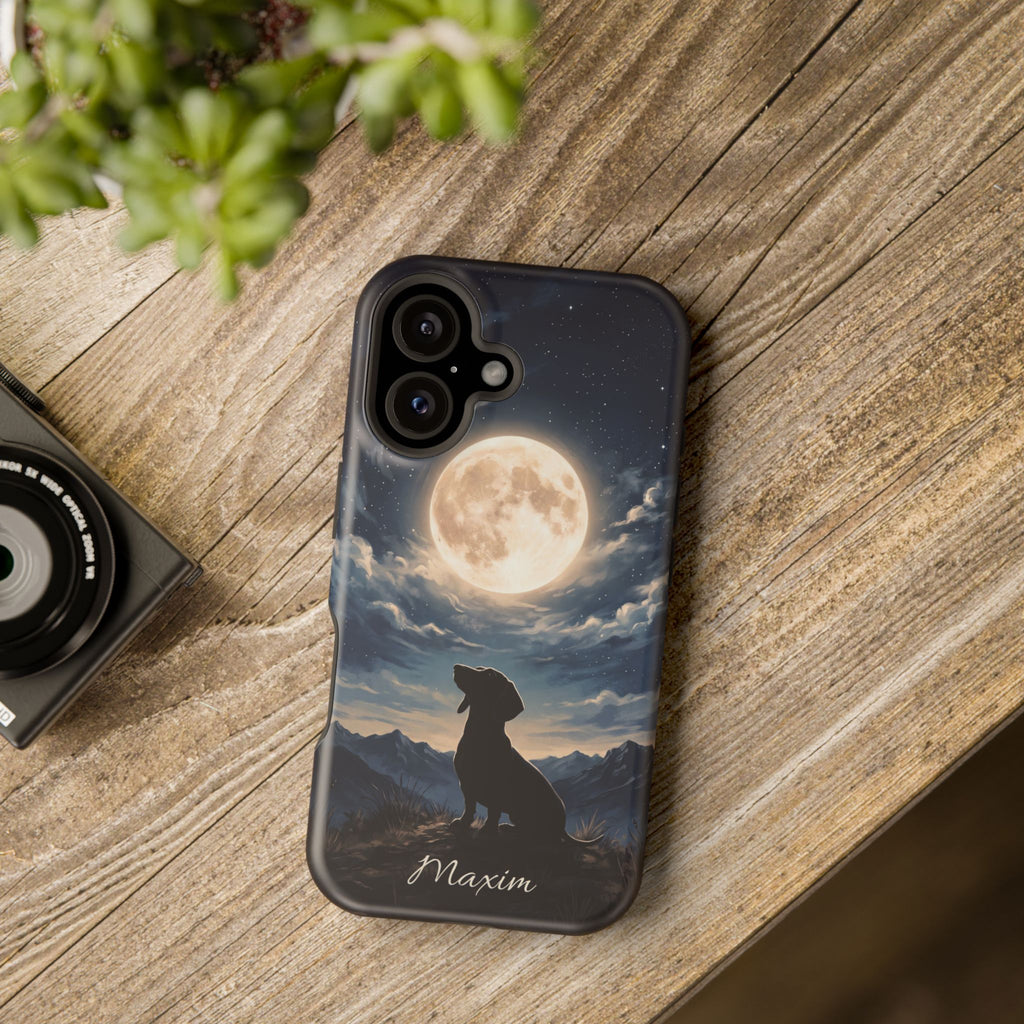 Personalized Dachshund Moonlight Phone Case — Wireless Charging Cover