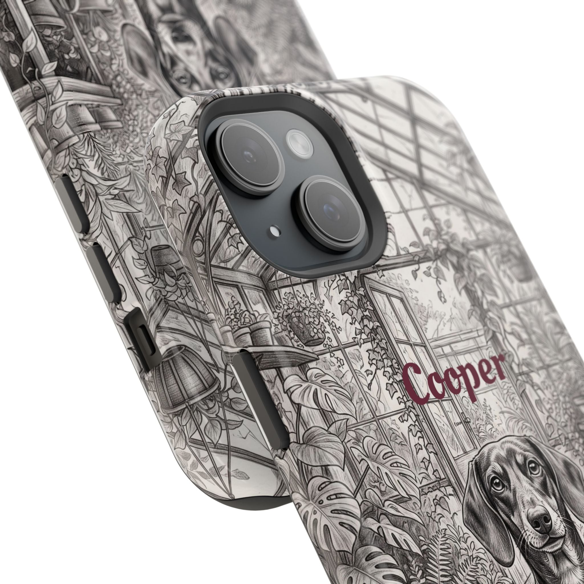 Personalized Dachshund Vintage Greenhouse Phone Case — Wireless Charging Cover
