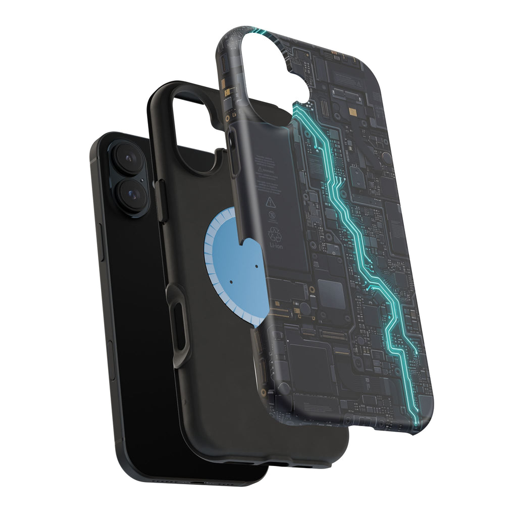 Cyan Bolt Electrician Phone Case — Electric Circuit Wireless Charging Cover
