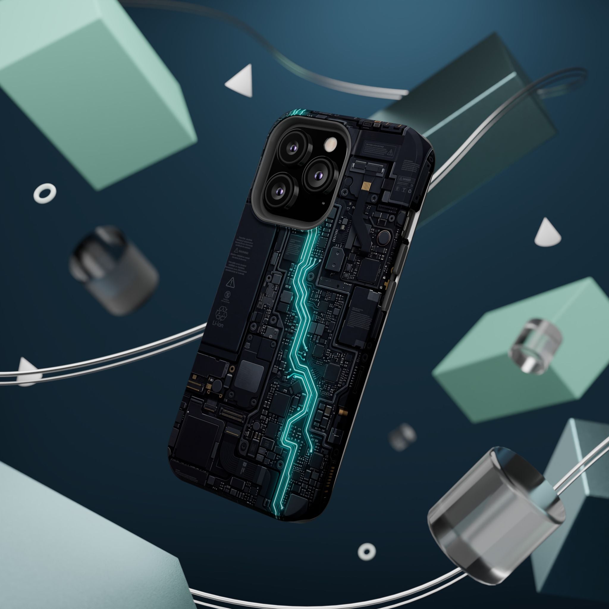 Cyan Bolt Electrician Phone Case — Electric Circuit Wireless Charging Cover