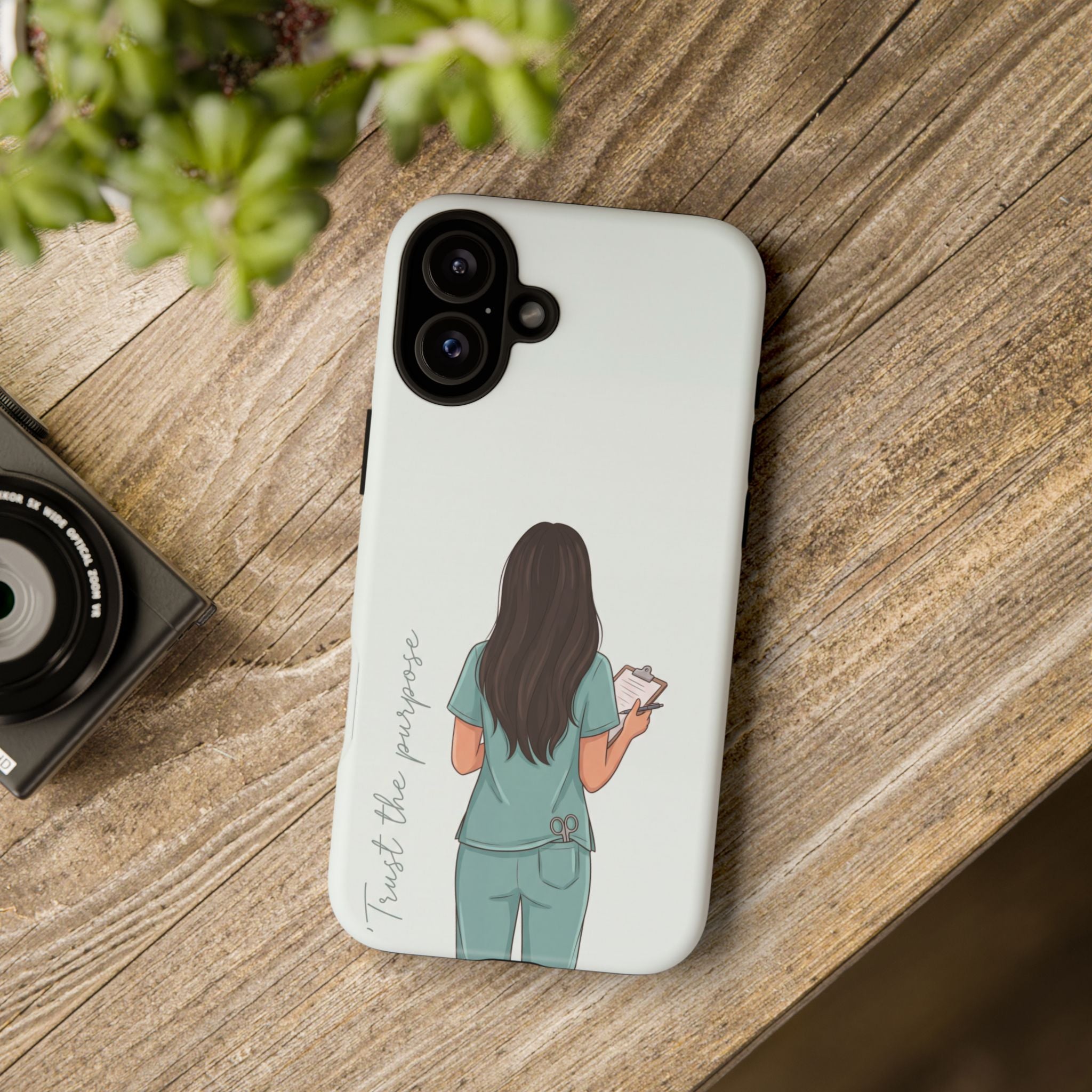 "Trust the Purpose" Nurse Phone Case | Illustrated Nurse in Scrubs Design | iPhone & Samsung