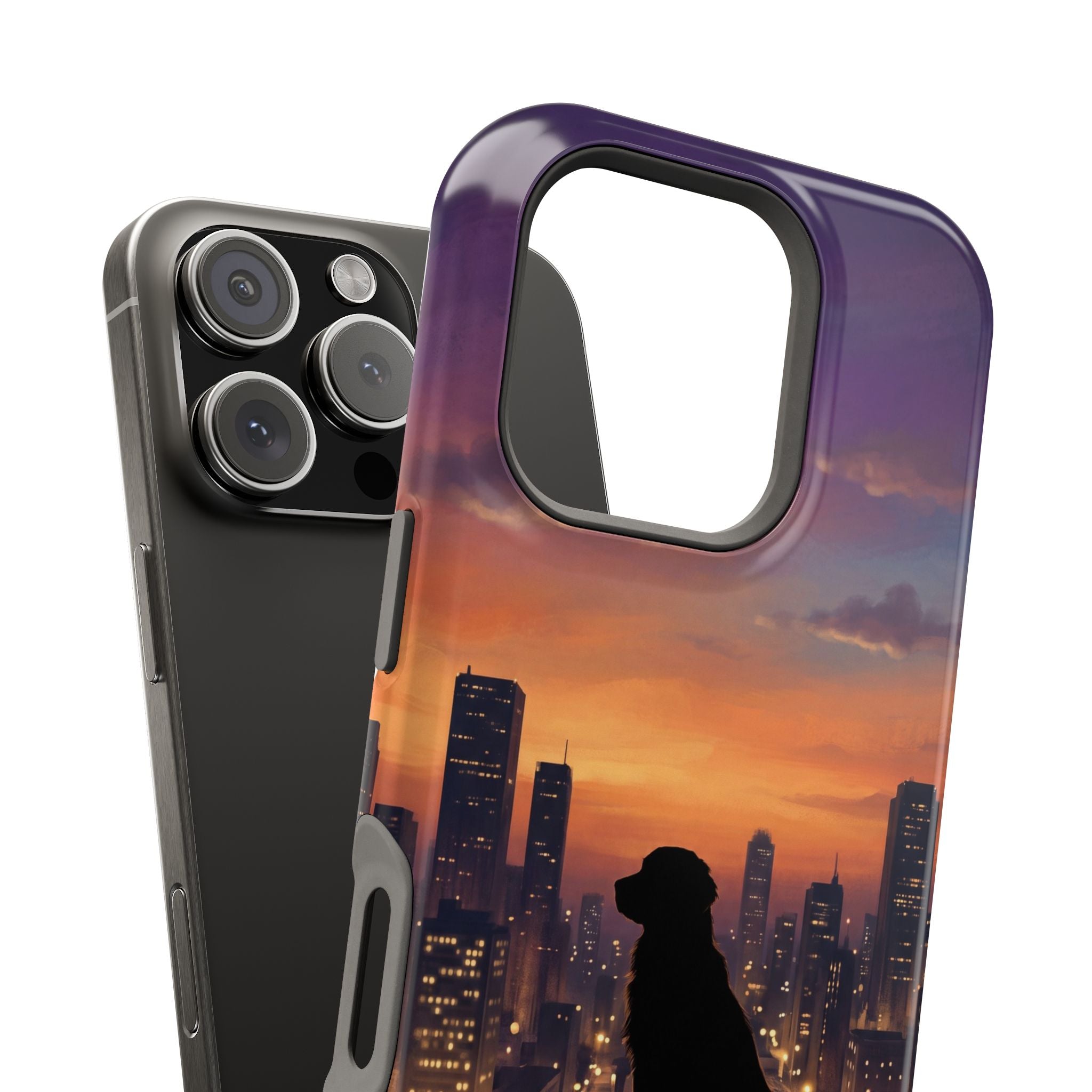 Personalized Golden Retriever City Skyline Phone Case — Wireless Charging Cover