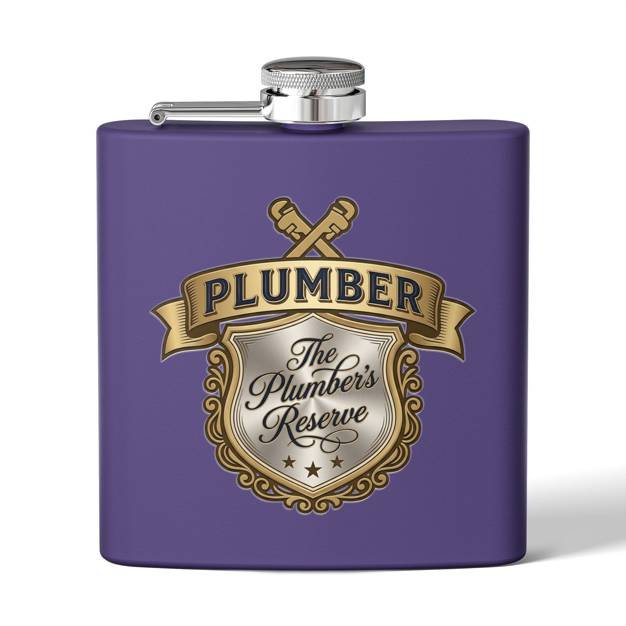 Flask — "The Plumber's Reserve" 6oz Stainless Steel Hip Flask