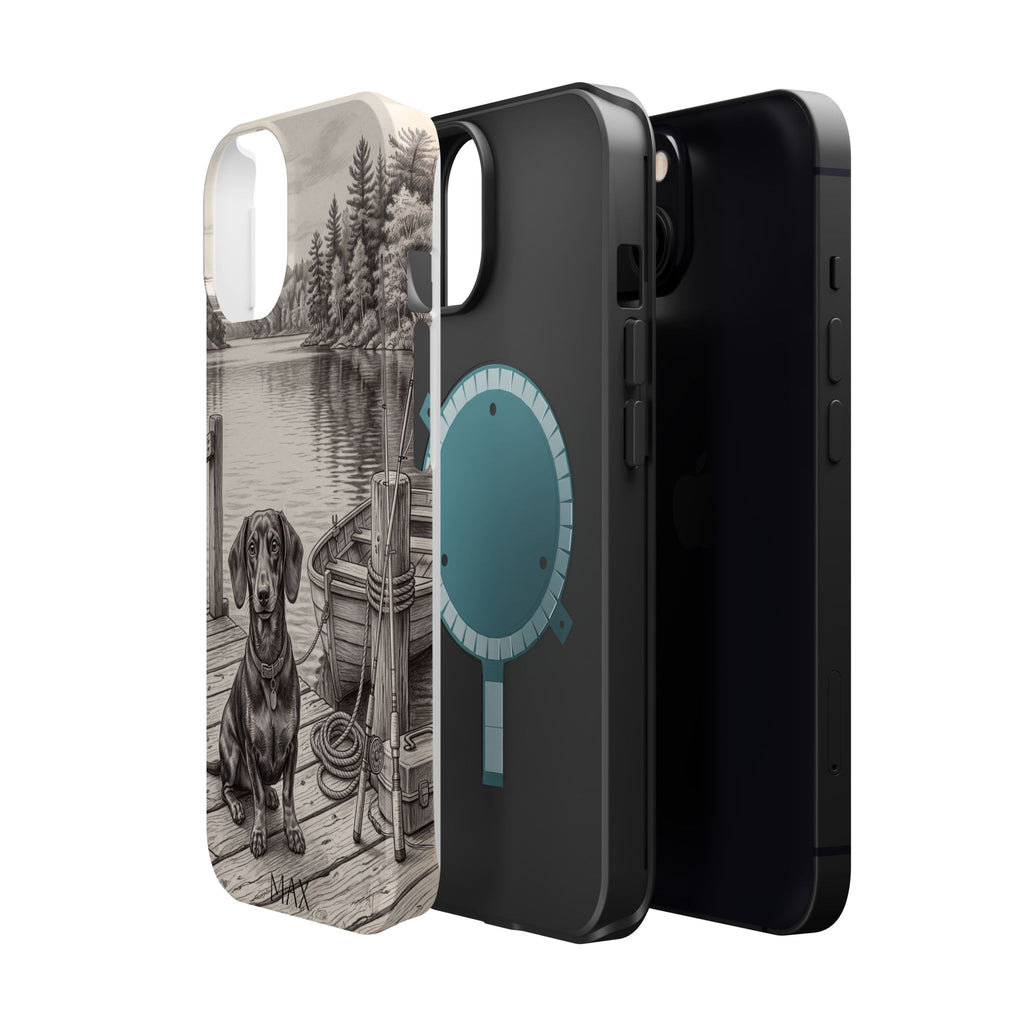 Personalized Dachshund Sunset Beach Phone Case — Wireless Charging Cover