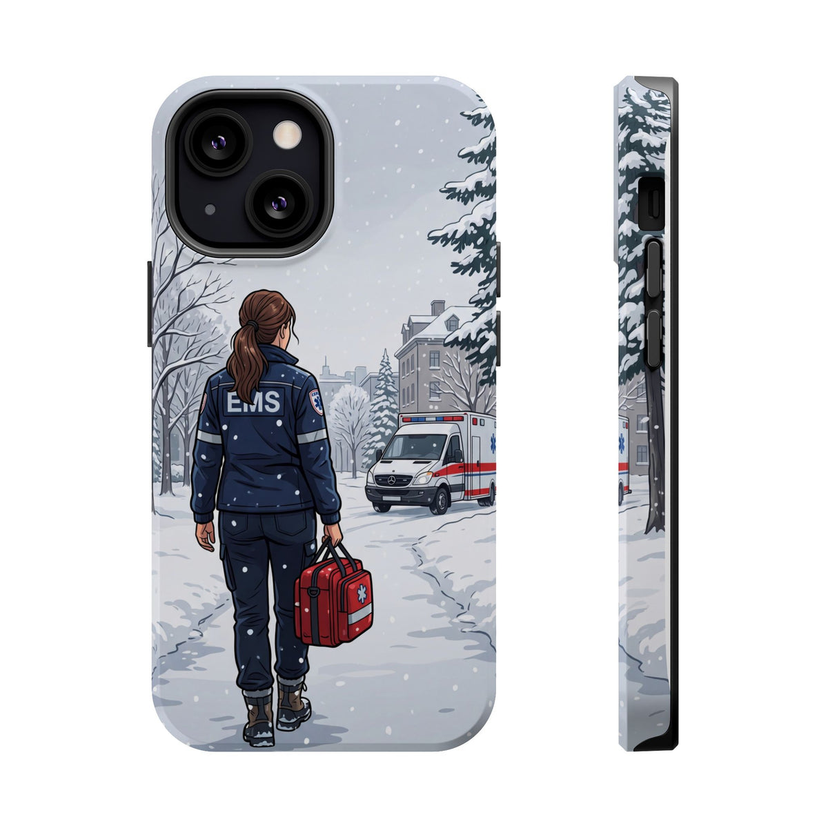 Paramedic/EMT Winter Phone Case — Magnetic Wireless Charging Cover