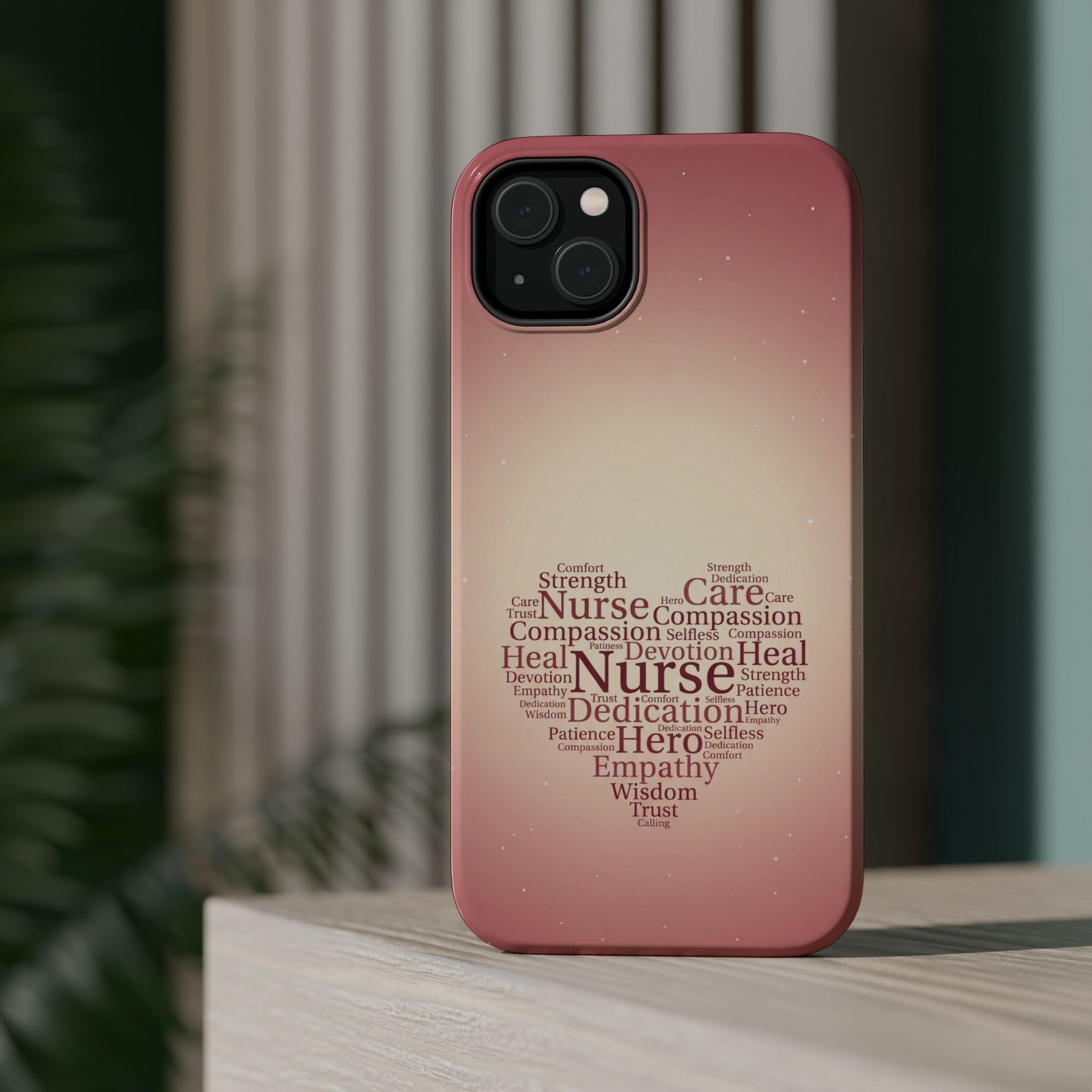 Nurse Heart Word Art Phone Case — Impact-Resistant Wireless Charging Cover