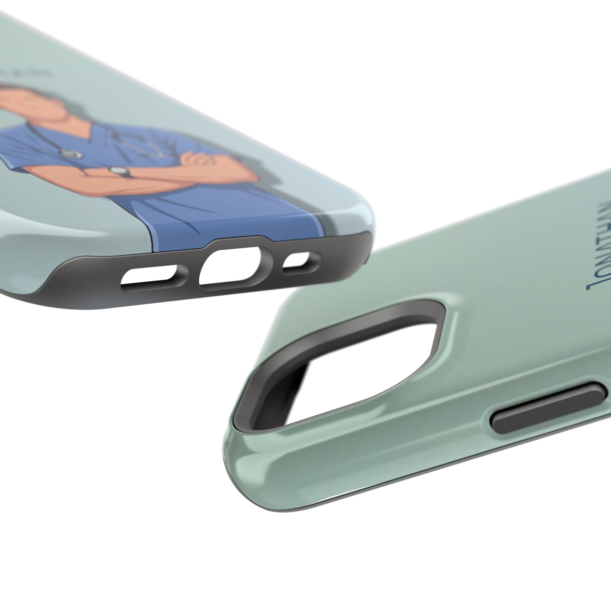 Personalized Nurse Portrait Phone Case — Impact-Resistant Wireless Charging Cover