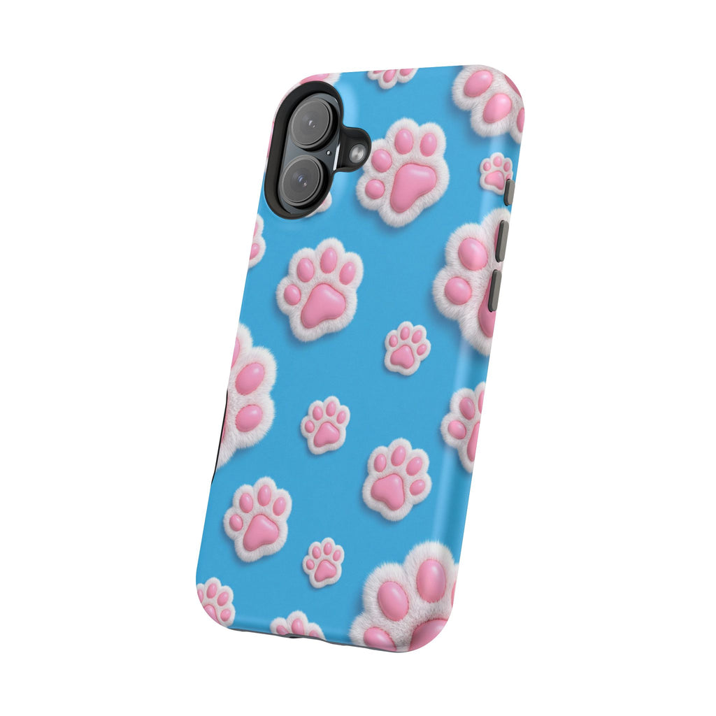 Fluffy Paw Print Phone Case | Cute 3D Pink Paw Pattern Case for Dog & Cat Lovers | iPhone & Samsung