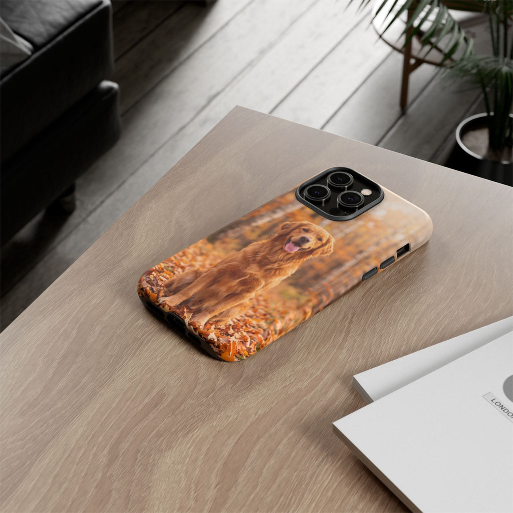 Golden Retriever Autumn Forest Phone Case | Happy Dog in Fall Foliage | Samsung & iPhone