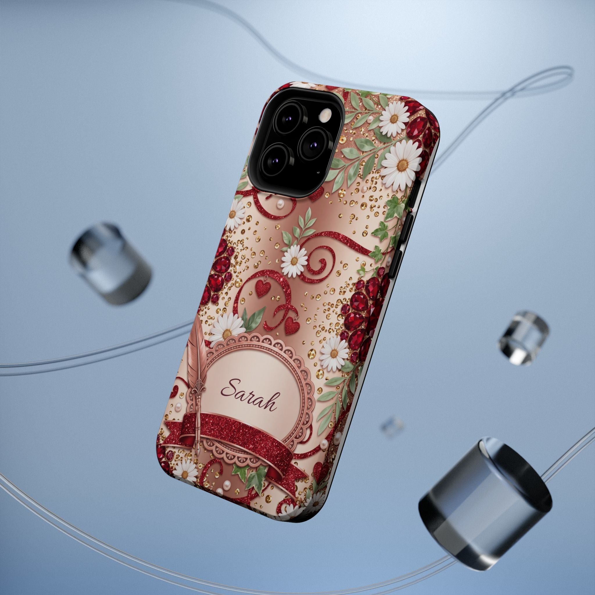 Personalized Vintage Floral Teacher Phone Case — Wireless Charging Cover