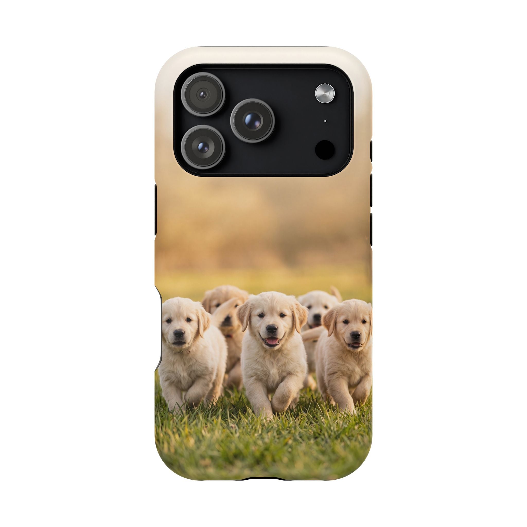 Golden Retriever Puppies Phone Case — Impact-Resistant Wireless Charging Cover