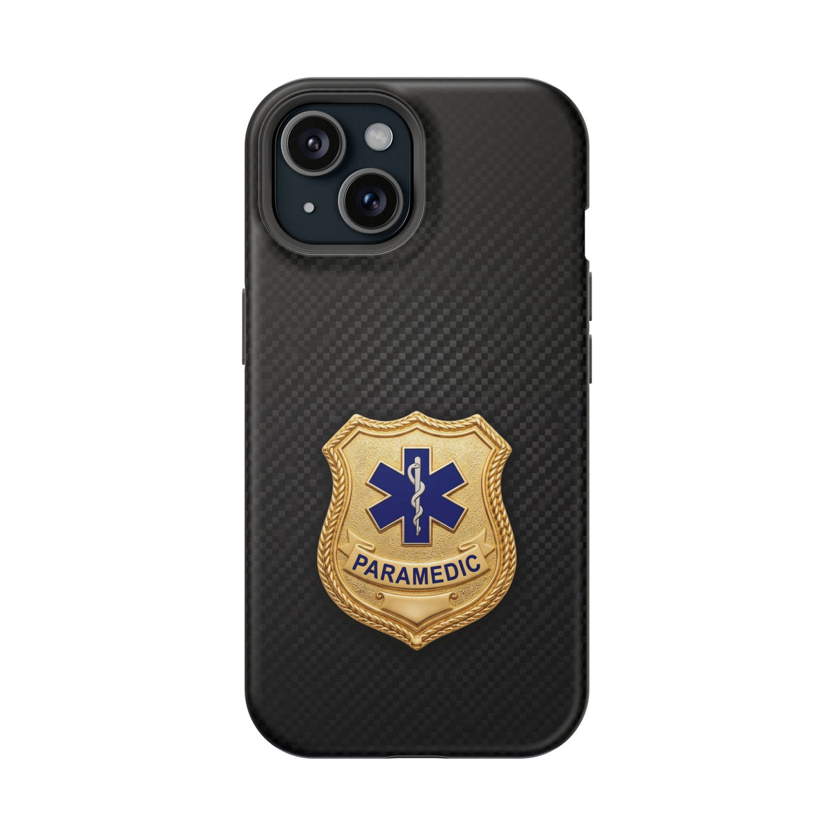 Gold Paramedic Badge Black Phone Case — Magnetic Wireless Charging Cover