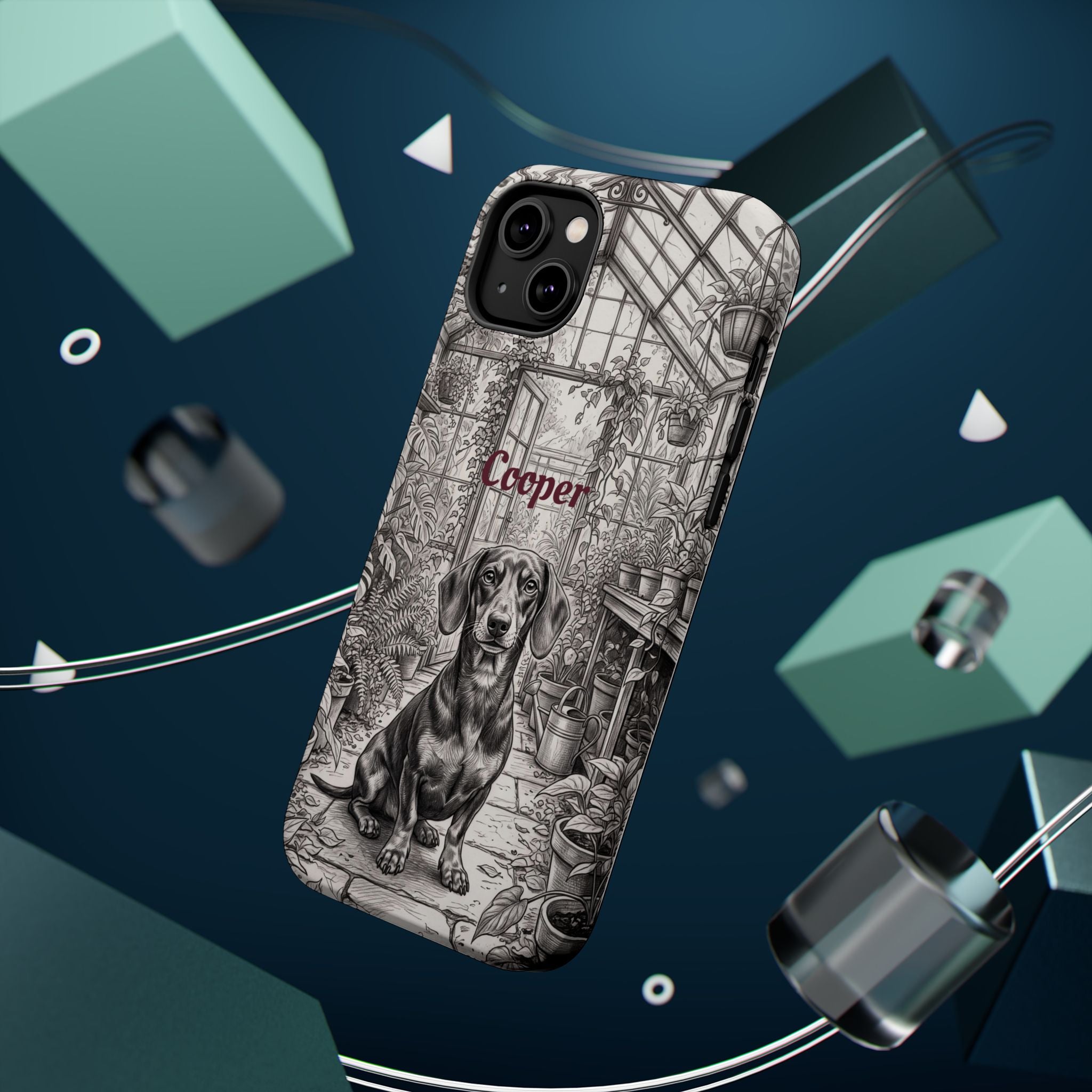 Personalized Dachshund Vintage Greenhouse Phone Case — Wireless Charging Cover
