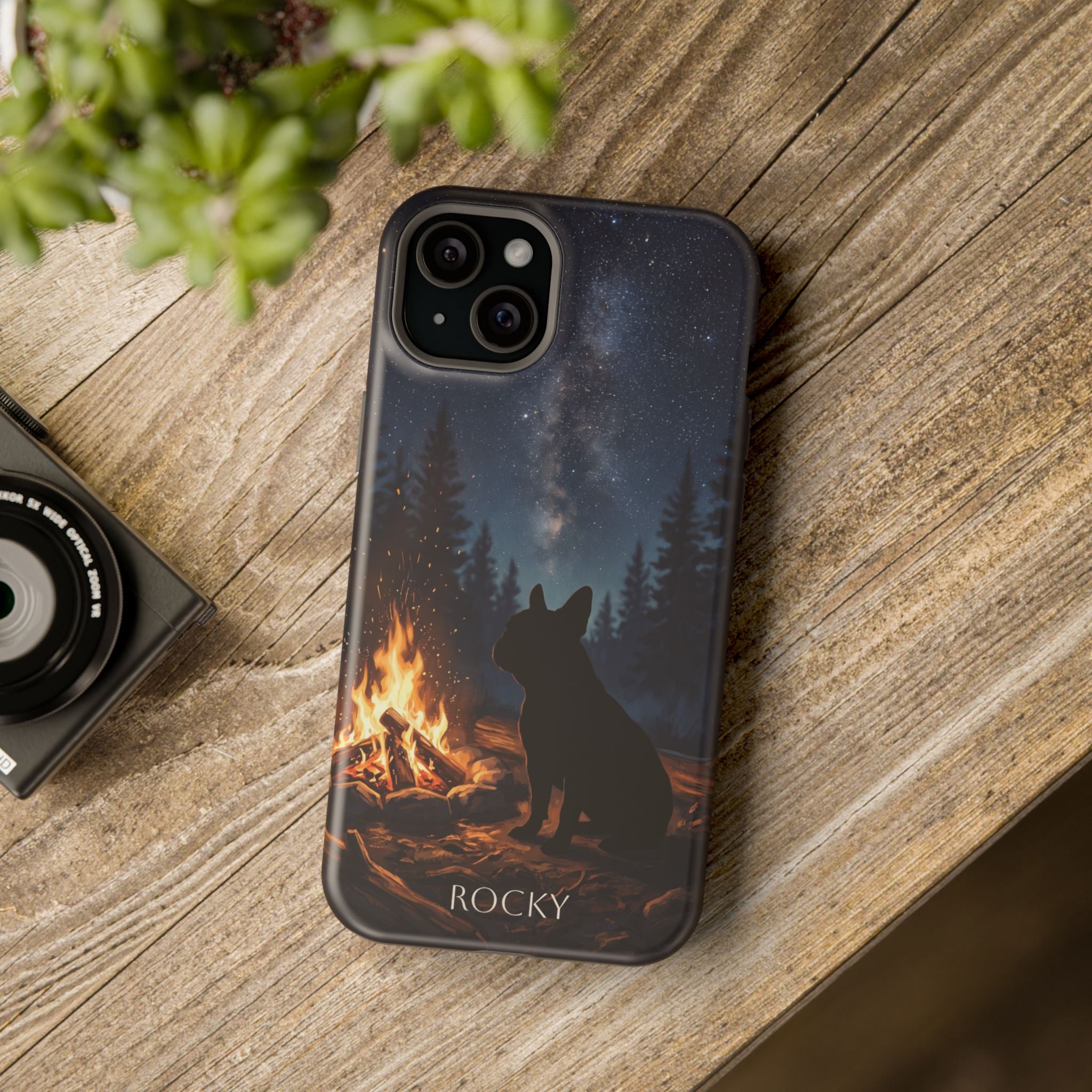 Personalized French Bulldog Campfire Phone Case — Wireless Charging Cover