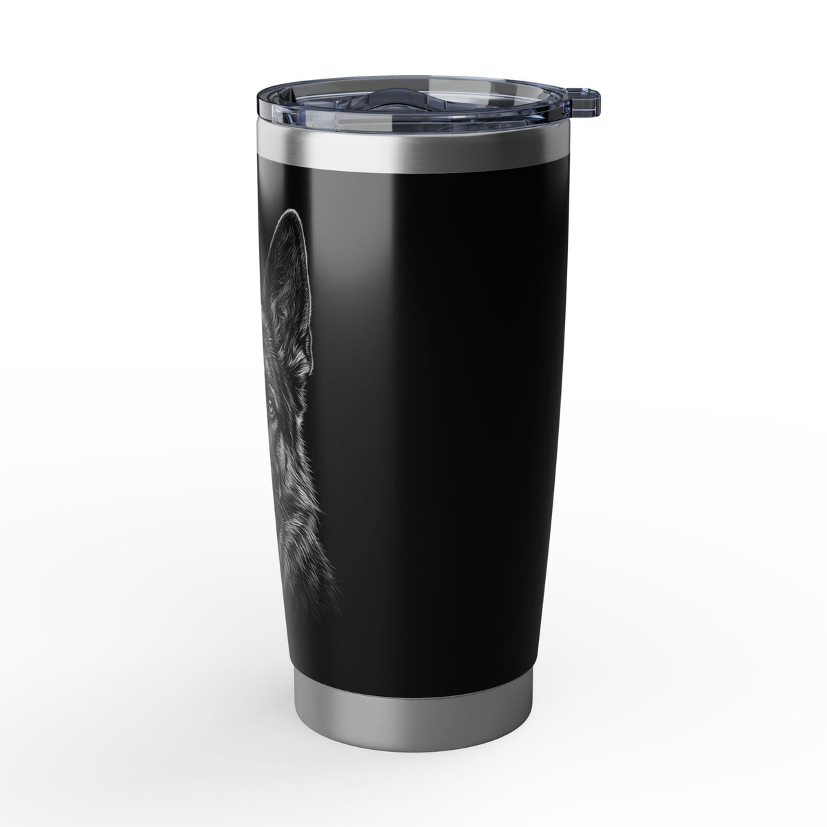 German Shepherd Tumbler | Scratchboard Art — 20 oz Stainless Travel Mug