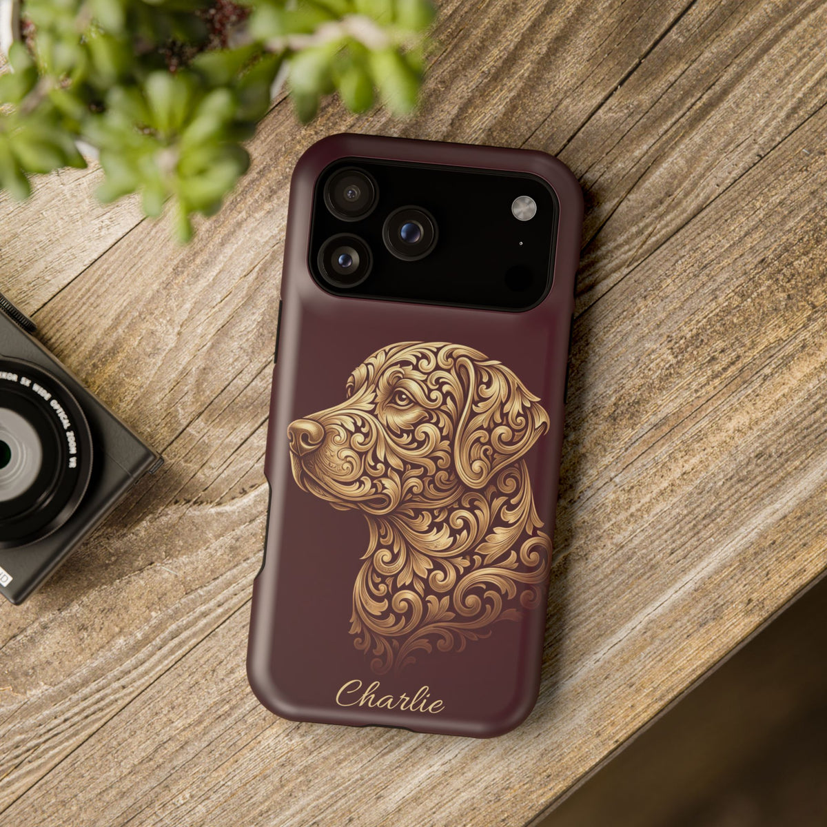 Personalized Gold Filigree Labrador Phone Case — Tough Magnetic Case with Wireless Charging