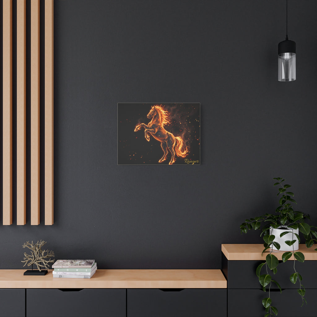 Horse Personalized Canvas | Fire and Embers Rearing Horse Wall Art