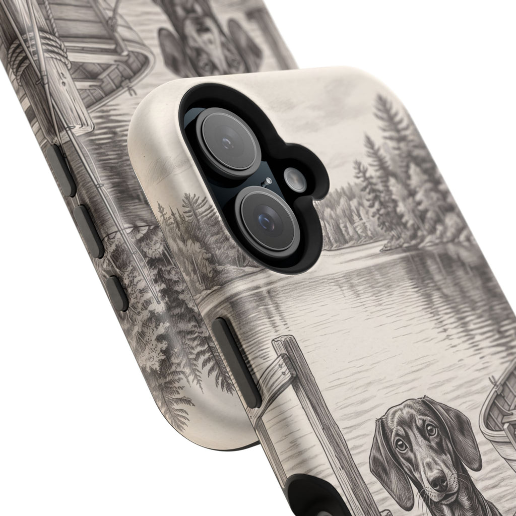Personalized Dachshund Sunset Beach Phone Case — Wireless Charging Cover