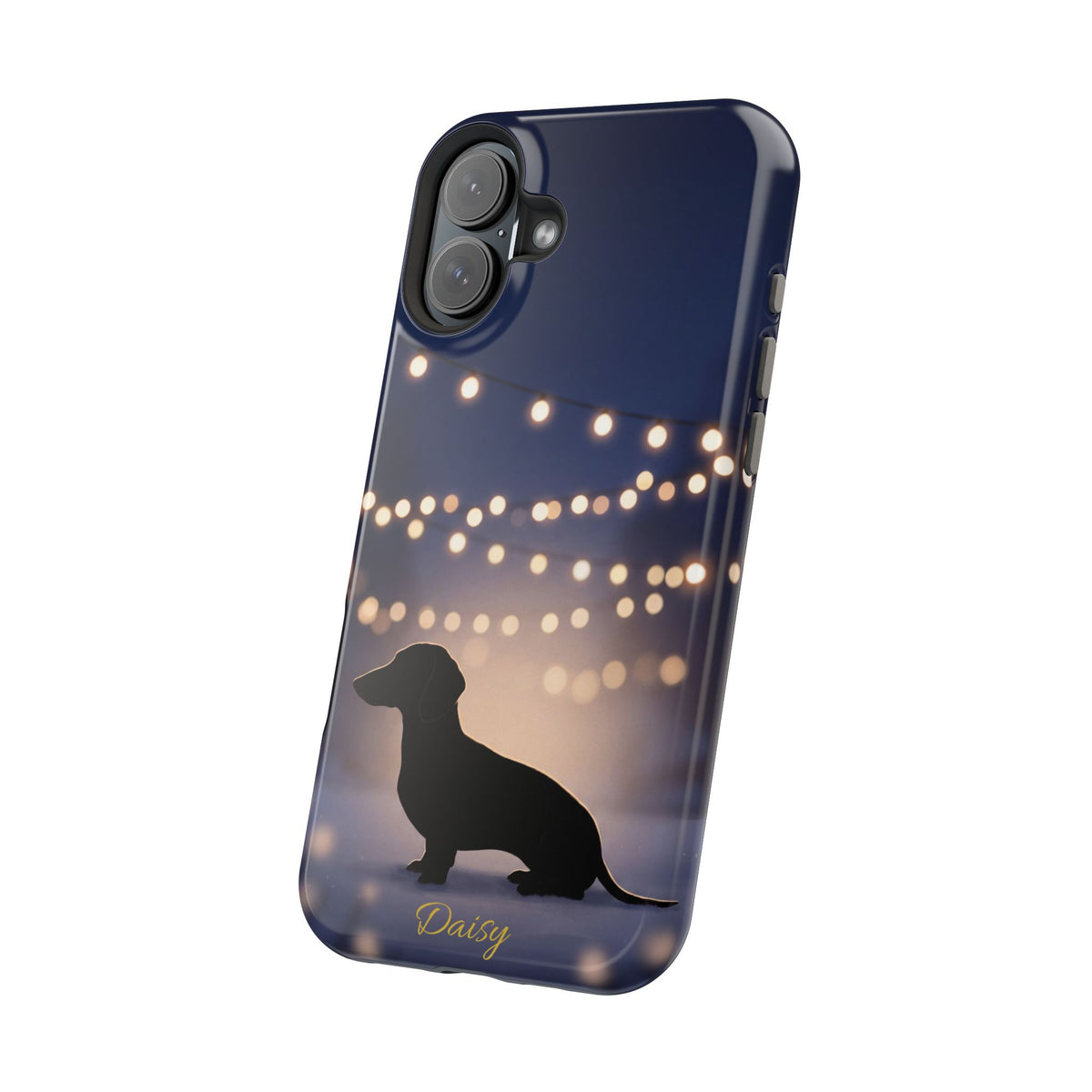 Personalized Dachshund Fairy Lights Phone Case — Wireless Charging Cover