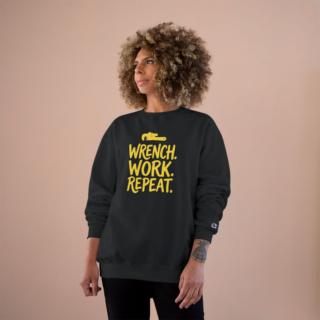 Wrench Work Repeat Plumber Sweatshirt | Funny Plumber Gift Crewneck