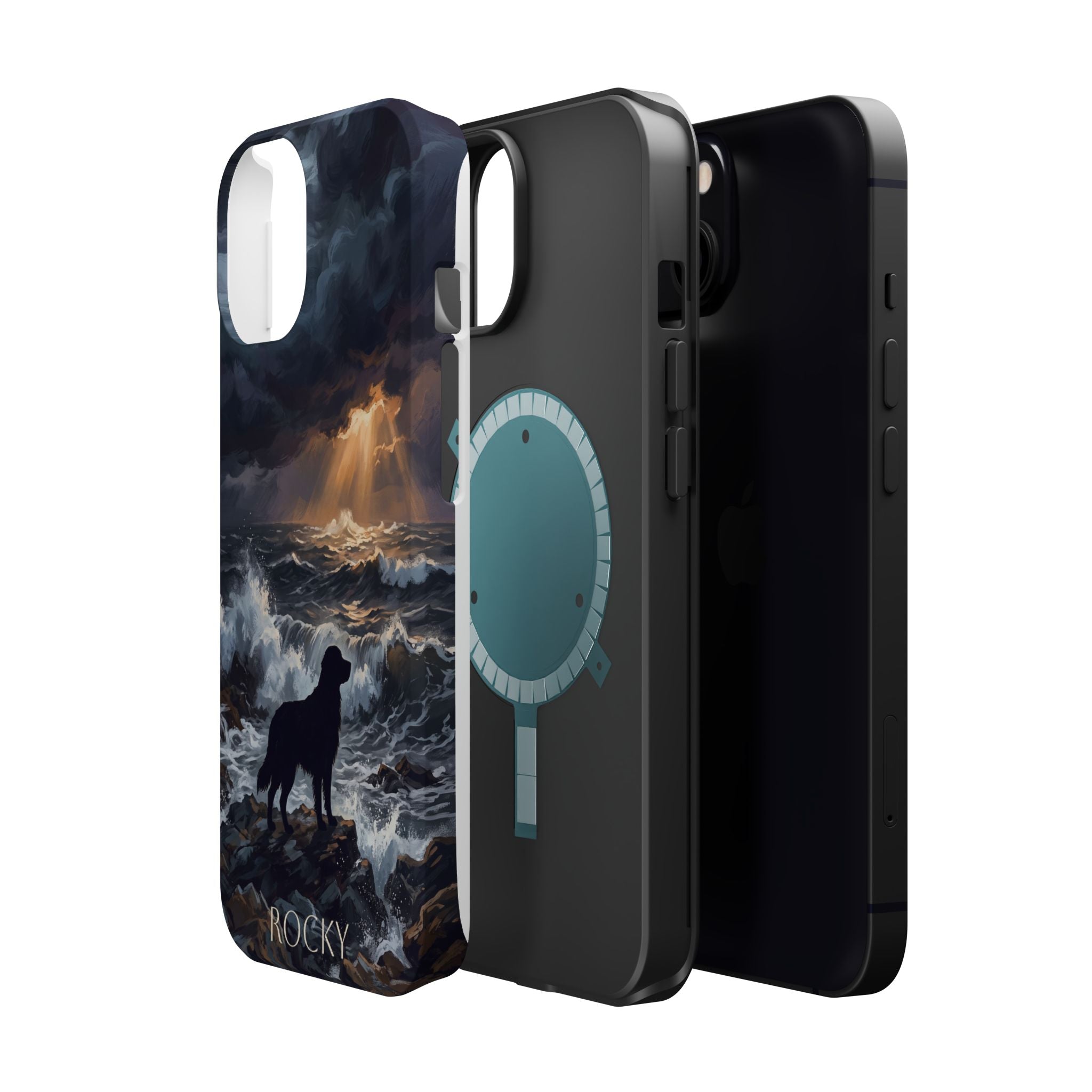 Personalized Golden Retriever Stormy Sea Phone Case — Wireless Charging Cover