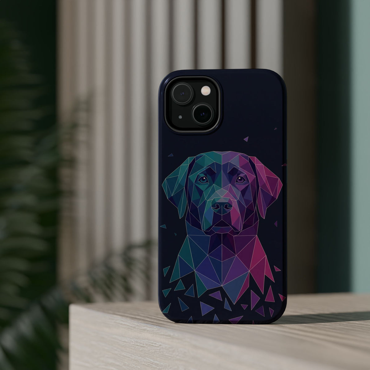 Geometric Labrador Phone Case — Tough Magnetic Case with Wireless Charging