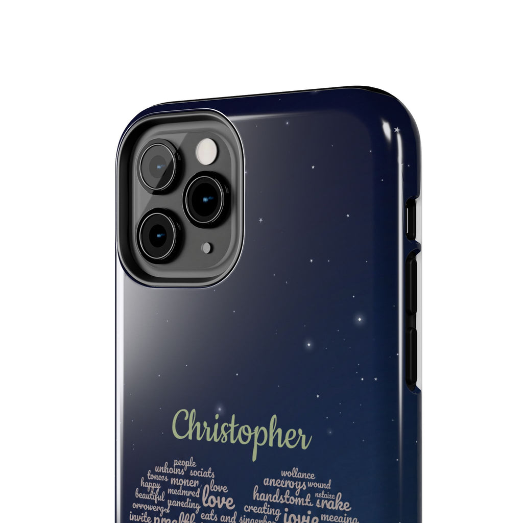 Personalized Teacher Heart Word Cloud Phone Case — Custom Name Starry Design