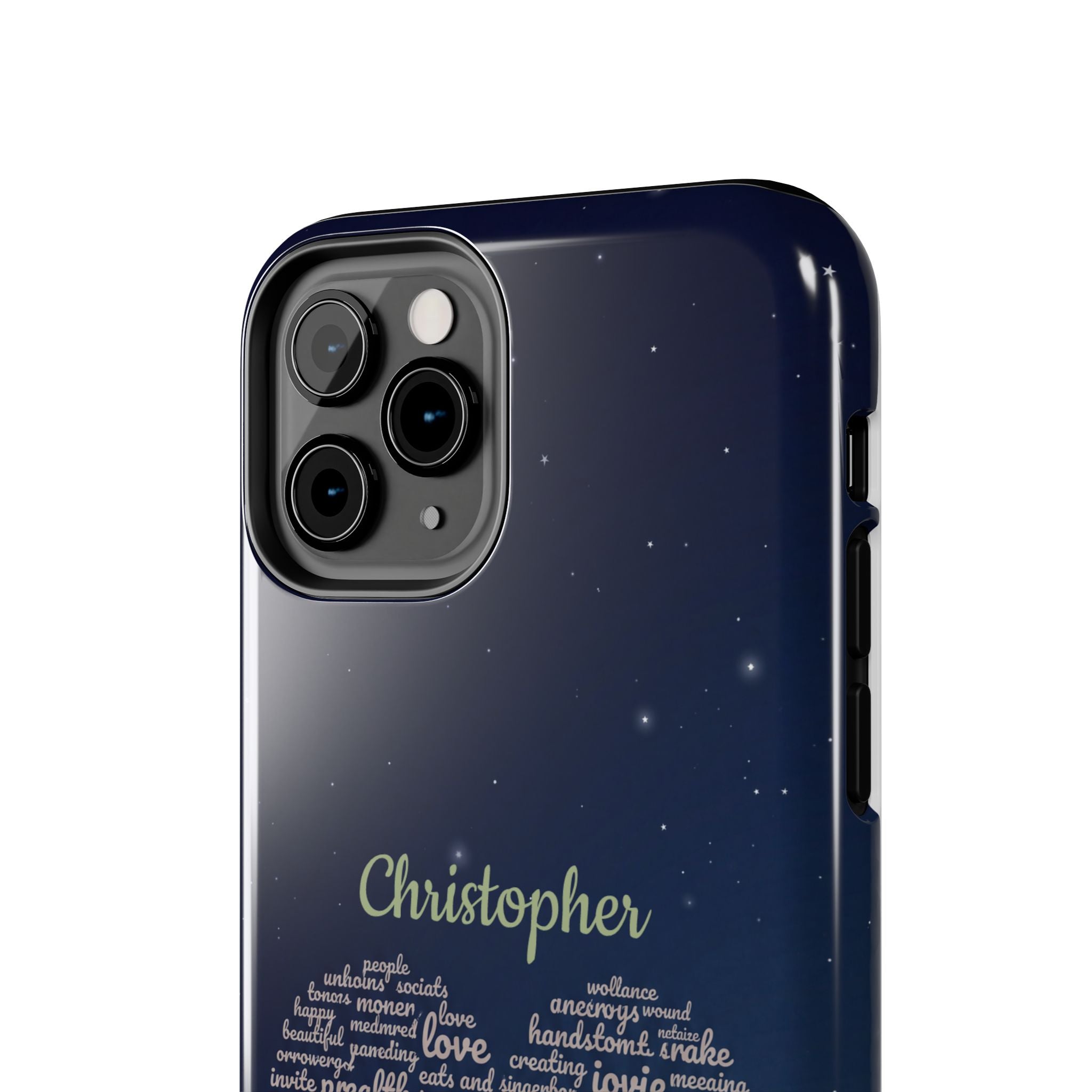 Personalized Teacher Heart Word Cloud Phone Case — Custom Name Starry Design