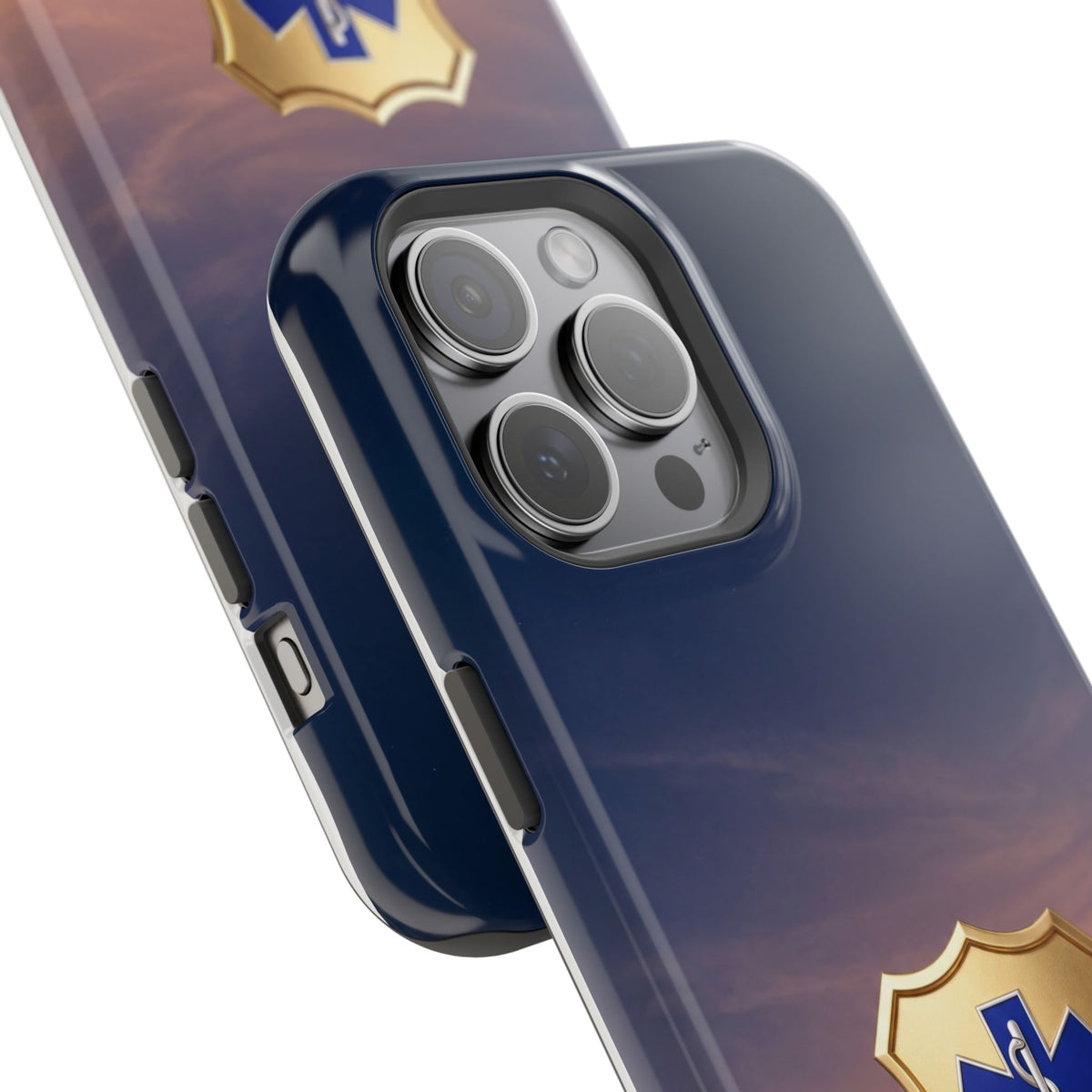 Gold Paramedic Badge Sunset Sky Phone Case — Magnetic Wireless Charging Cover