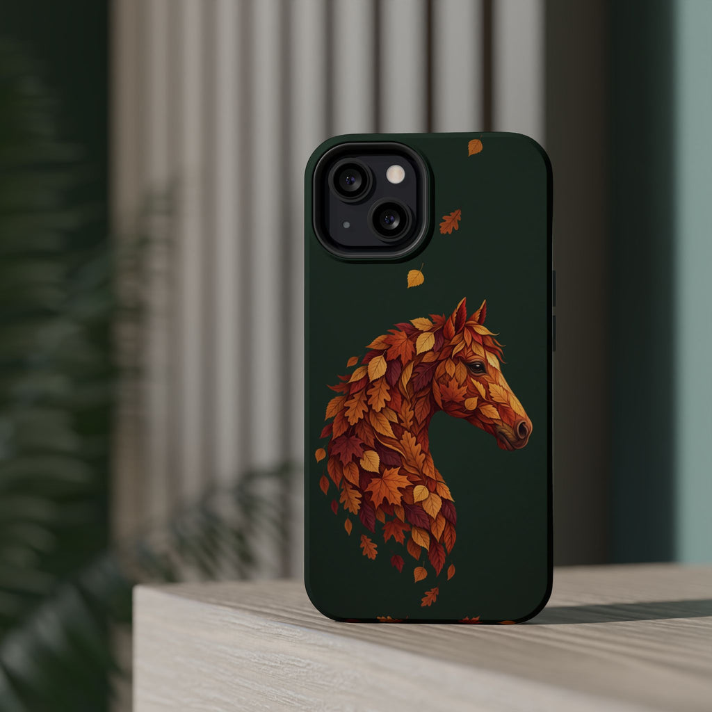 Autumn Leaves Horse Phone Case — Tough Magnetic Case with Wireless Charging